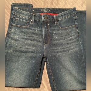 WHBM Embellished Skinny Ankle Jeans Size 8 Rhinestone Sparkly Pants White House